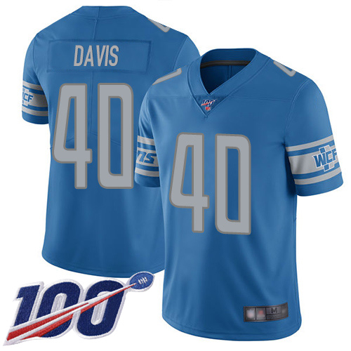 Detroit Lions Limited Blue Men Jarrad Davis Home Jersey NFL Football #40 100th Season Vapor Untouchable->detroit lions->NFL Jersey